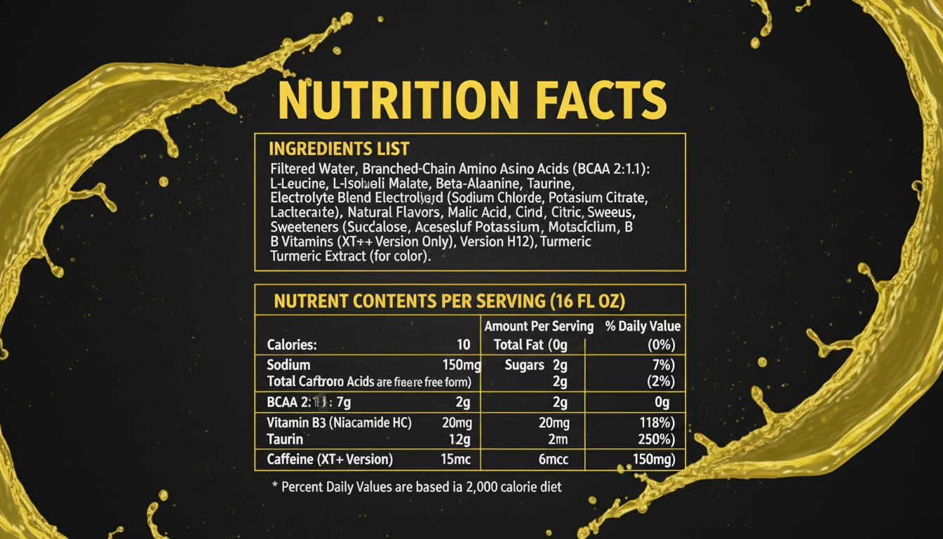 Amino Fuel XT+ シトラスレモン の栄養成分表
